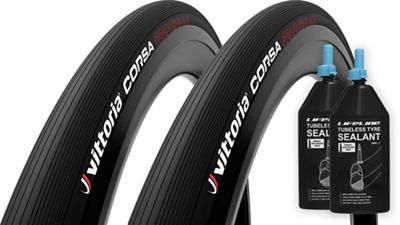 Vittoria Corsa G2.0 TL 25c Tyre and Sealant - Full Black - 80ml x2, Full Black